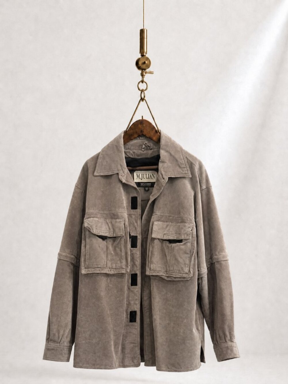 Vintage M Julian Wilsons Suede Utility Jacket XL Convertible Zip Off Sleeves Y2K